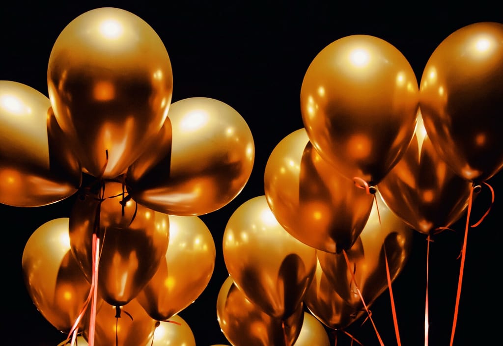 Gold party helium balloons