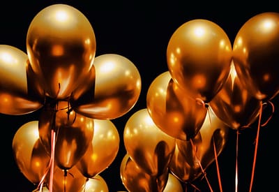 Gold party helium balloons